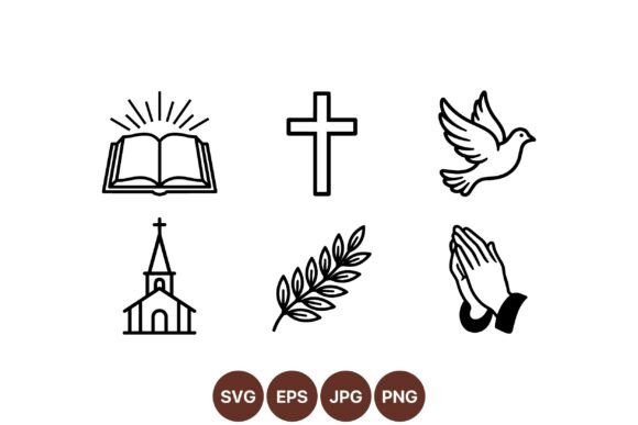 Minimalist Religious Icon Set for Embroidery Projects