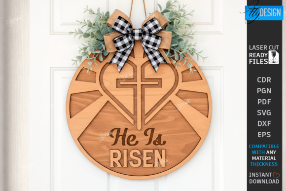 Wall Round Sign Laser Cut He is Risen