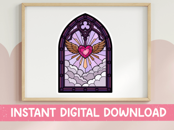 Winged Sacred Heart Stained Glass Window Embroidery Design Review